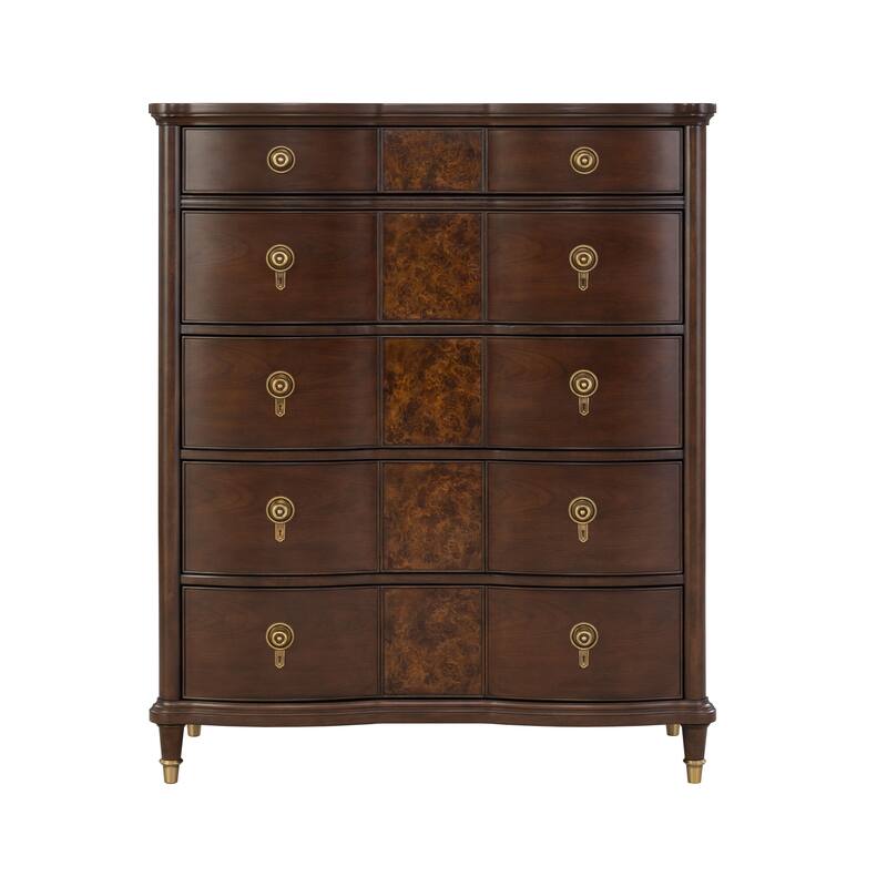 Furniture of America Prylen Modern Dark Cherry Solid Wood 5-Drawer Chest