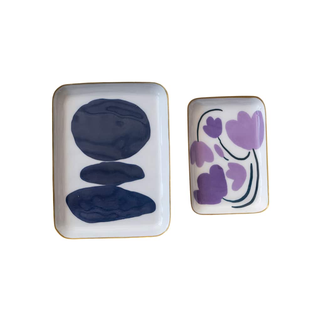 Abstract Enameled Metal Trays