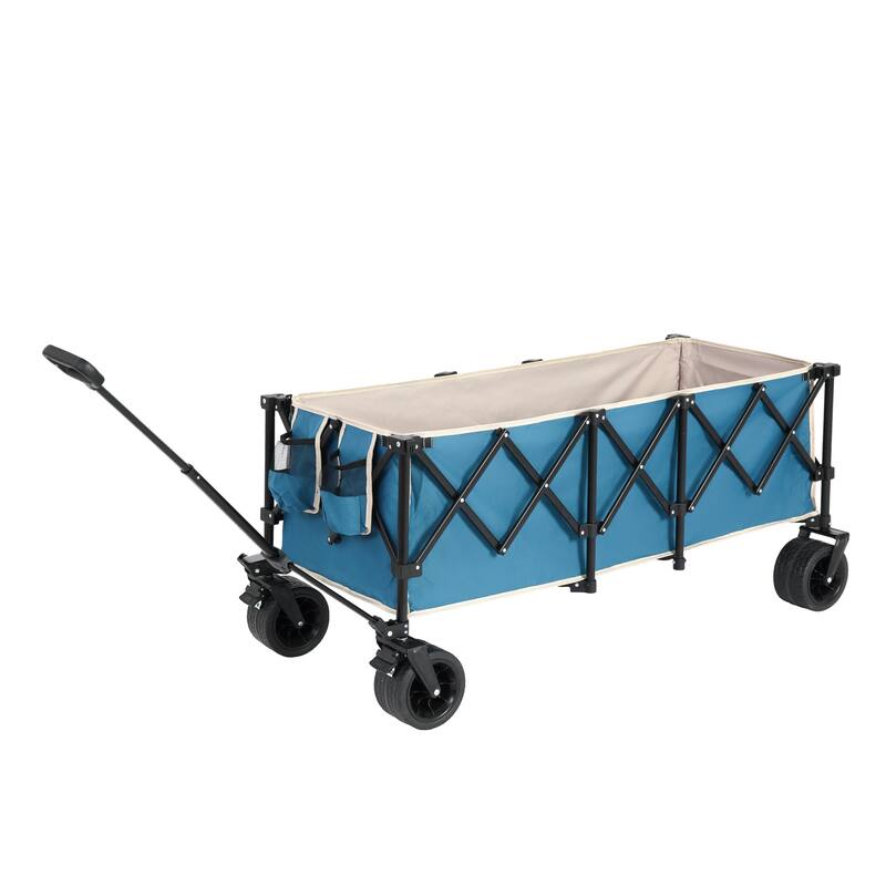Foldable Wagon with All-Terrain Wheels & Drink Holders, 220lb Capacity