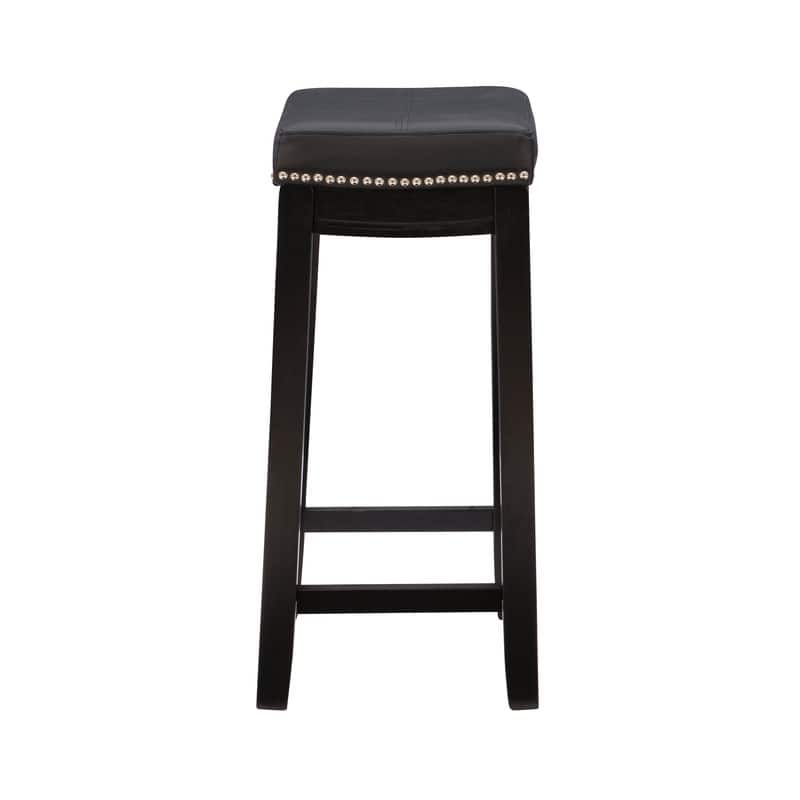 Linon Willamette Black Faux Leather Backless Counter Stool