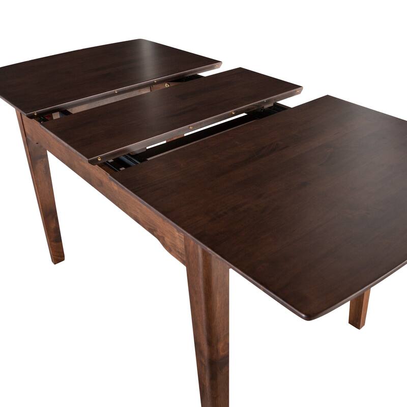 Furniture of America Abigail VIII Mid-Century Modern Rich Walnut Extendable Self-Storing 64-inch Dining Table