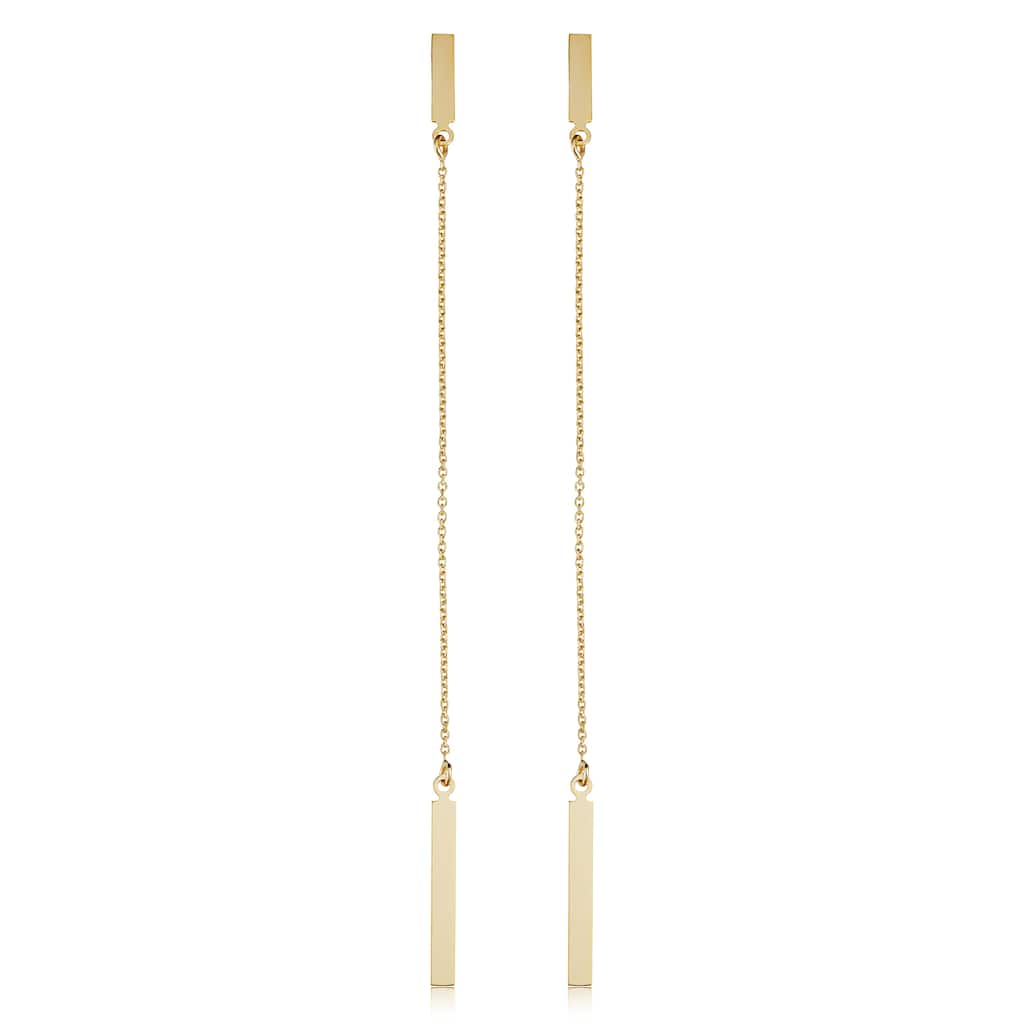 14k Yellow Gold or Rose Gold Bar Dangle Earrings