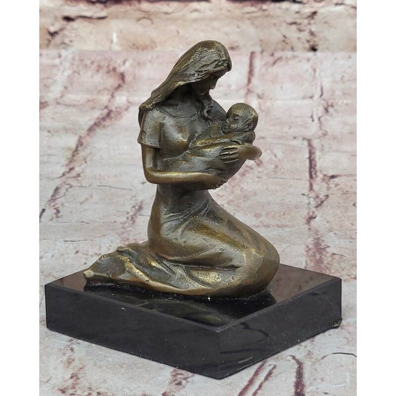 Young Mother W/ Newborn Baby Bronze Sculpture Statue Figure Signed Art By Milo