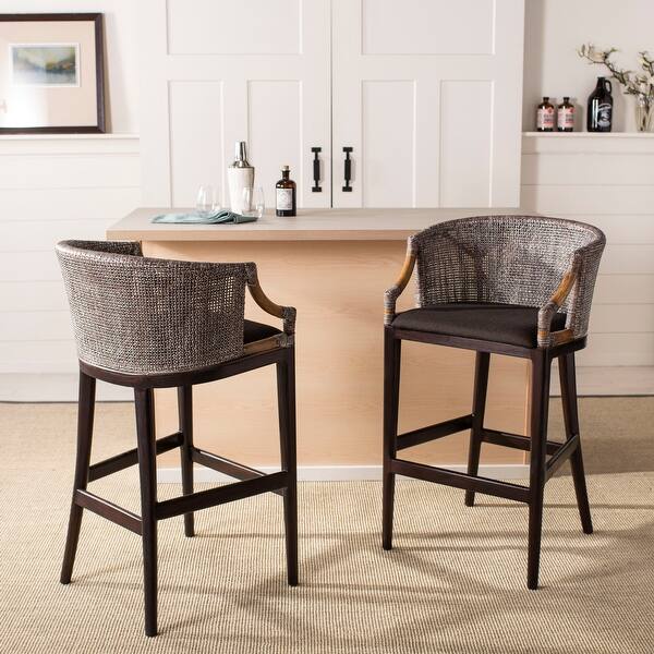 SAFAVIEH Brando Rattan 30-inch Bar Stool - 22.3" W x 20.5" L x 39" H