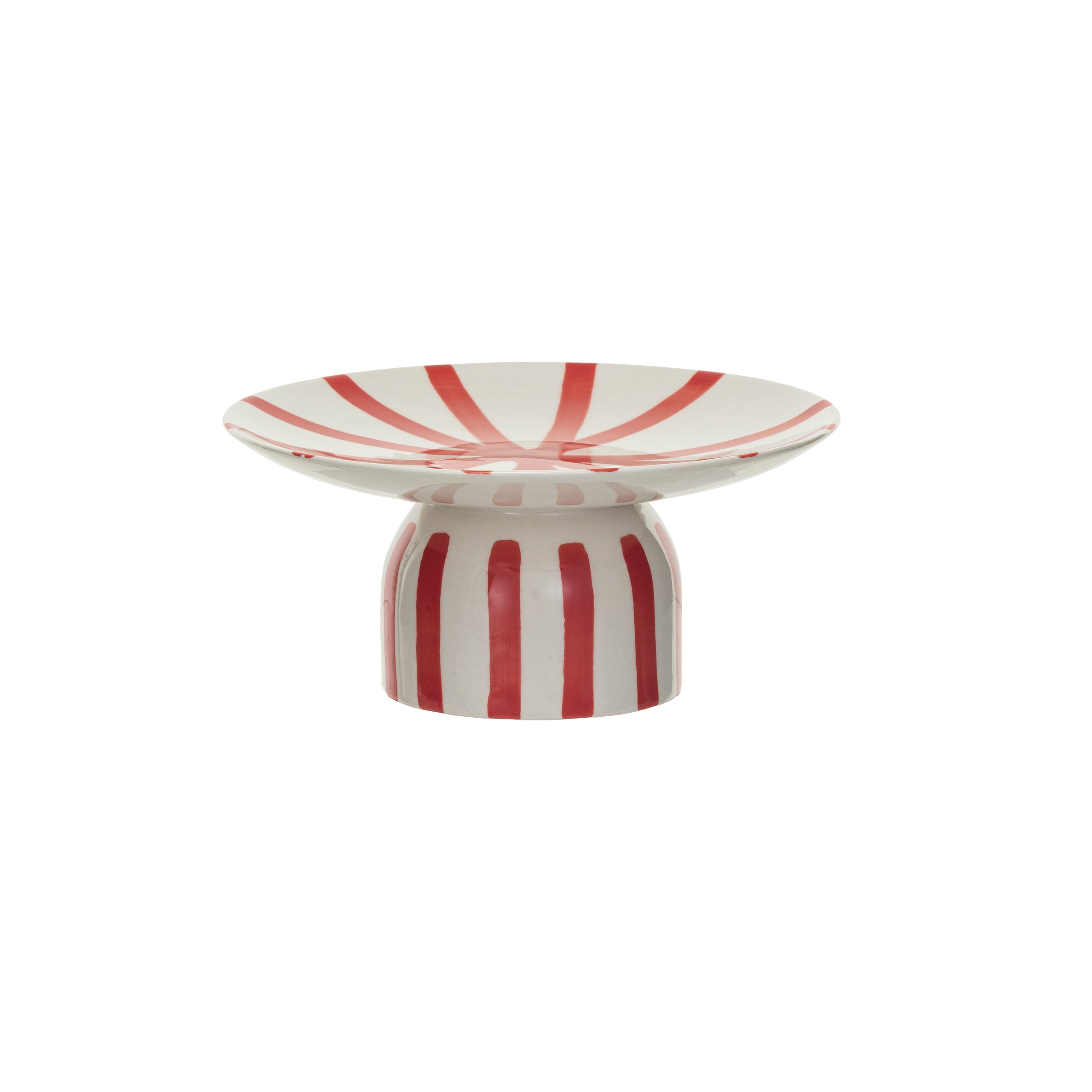 Hand-Painted Stoneware Pedestal with Stripes - Bed Bath & Beyond
