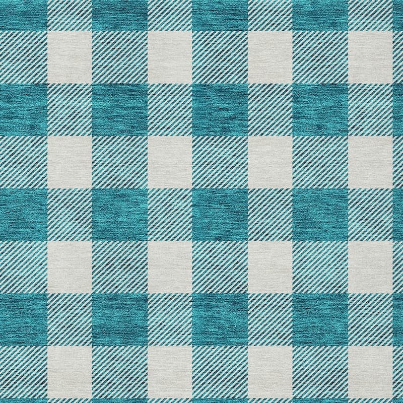 HomeRoots Plaid Transitional Rectangle Outdoor Rug