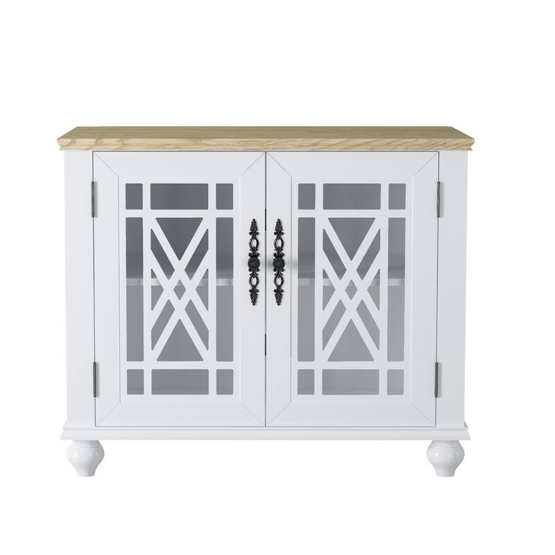 2-Piece Floral Storage Buffet Sideboard Set - 55" & 38" in Width - 55" & 38" in Width
