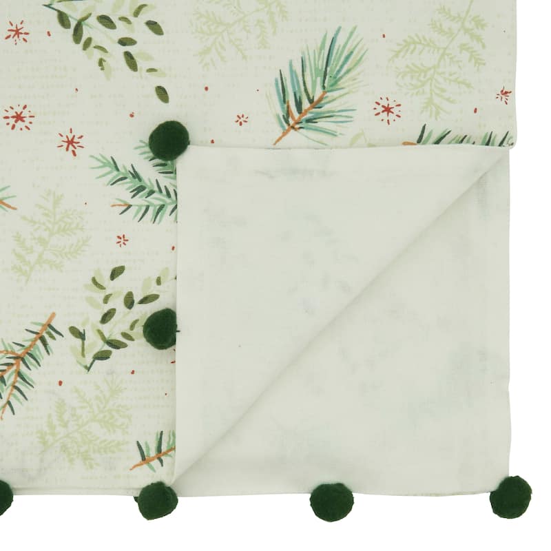 Table Runner With Christmas Foliage Design - 16"x72"