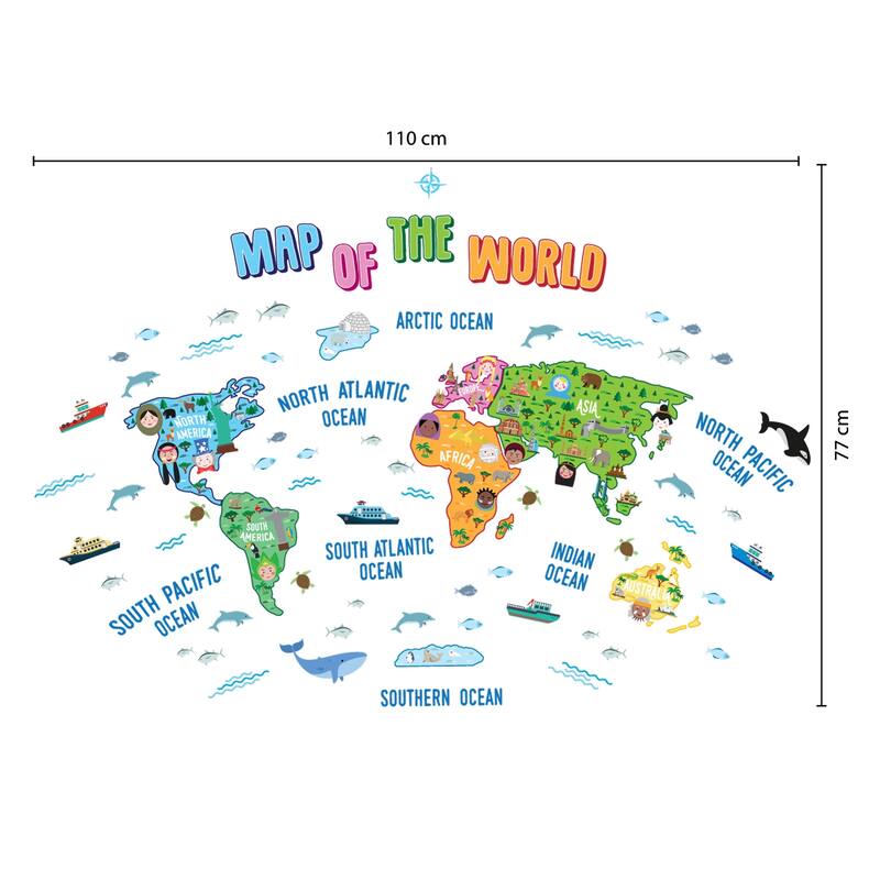 Walplus Map of the World Children Kids Wall Sticker DIY Nursery Decor