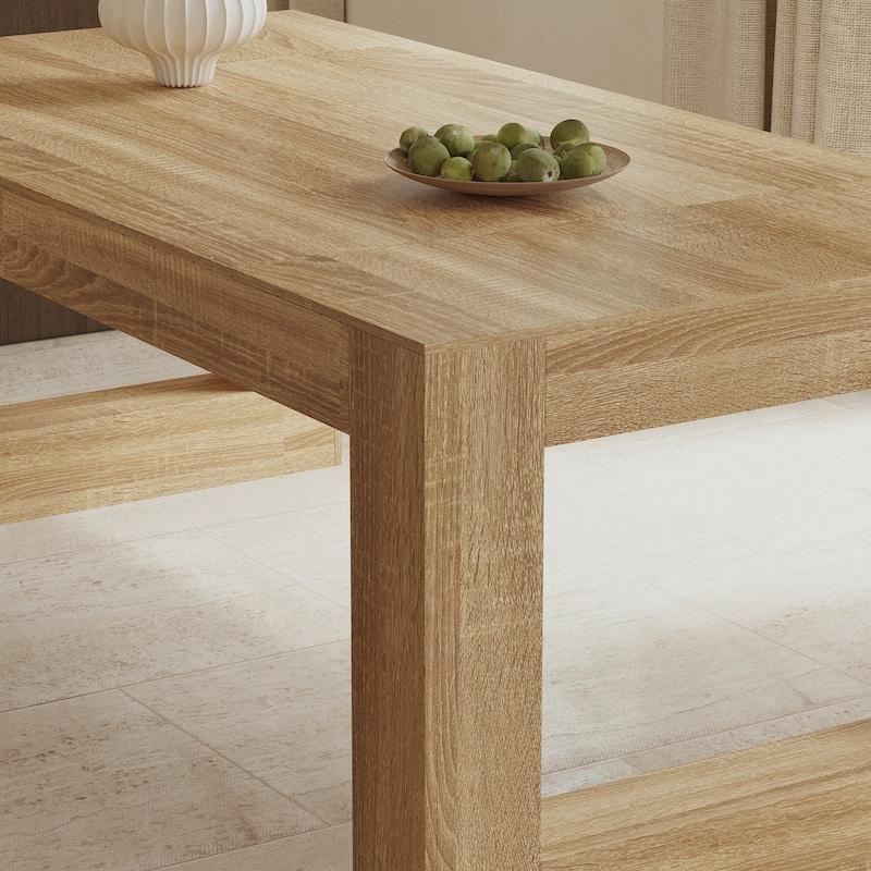 Rectangular Coffee Table Wooden Dining Table with Bottom Storage