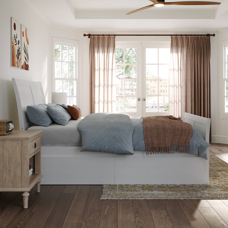 AFI Portland Platform Bed with Matching Footboard & Storage Drawers