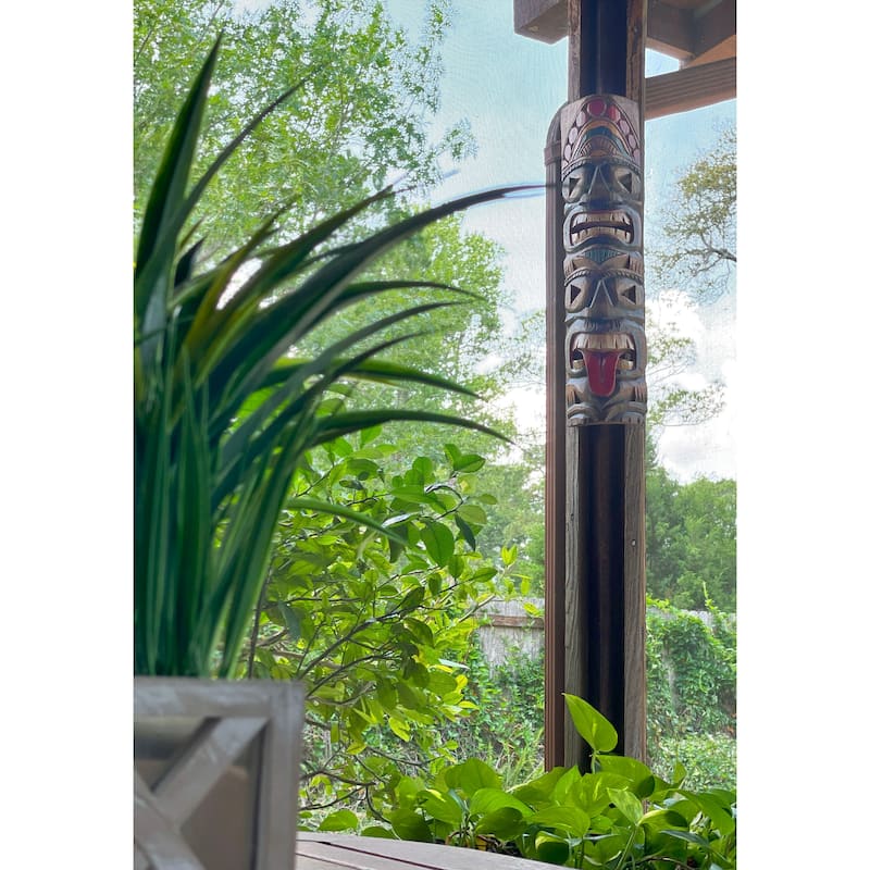 Zeckos 24 Inch Double Tiki Mask Totem Wall Sculptures (Set Of 5)