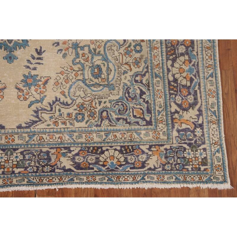 Tabriz Persian Vintage Rug Handmade Traditional Wool Carpet - 6'7"x 9'10"