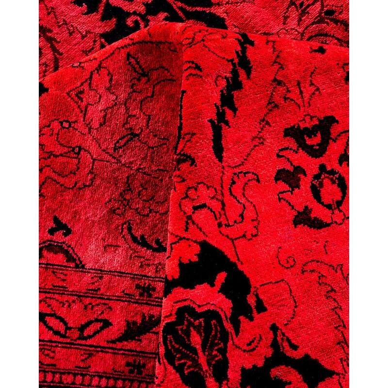 Overton Hand Knotted Wool Vintage Inspired Modern Contemporary Overdyed Pink Area Rug - 8' 0" x 10' 4"