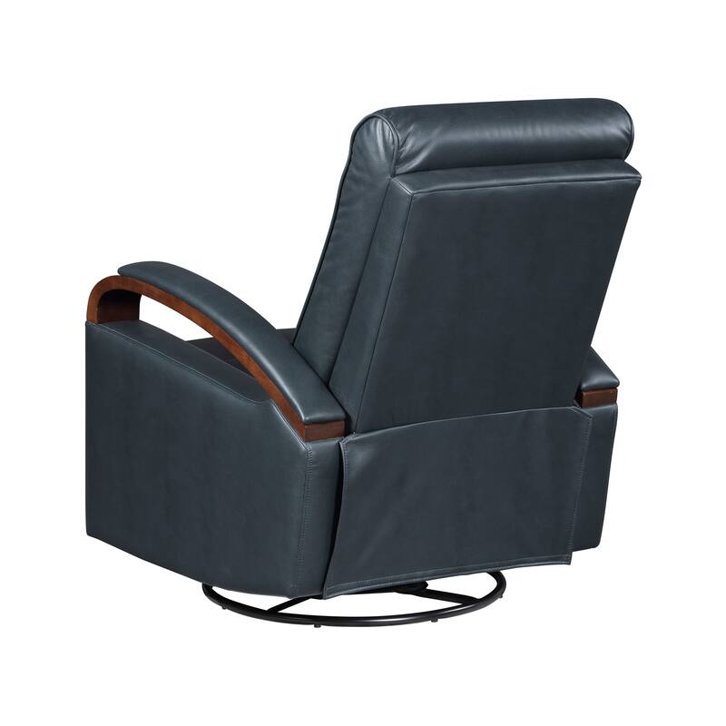 Meredith 31.5" Faux Leather Swivel Glider Recliner - Rubberwood Arm