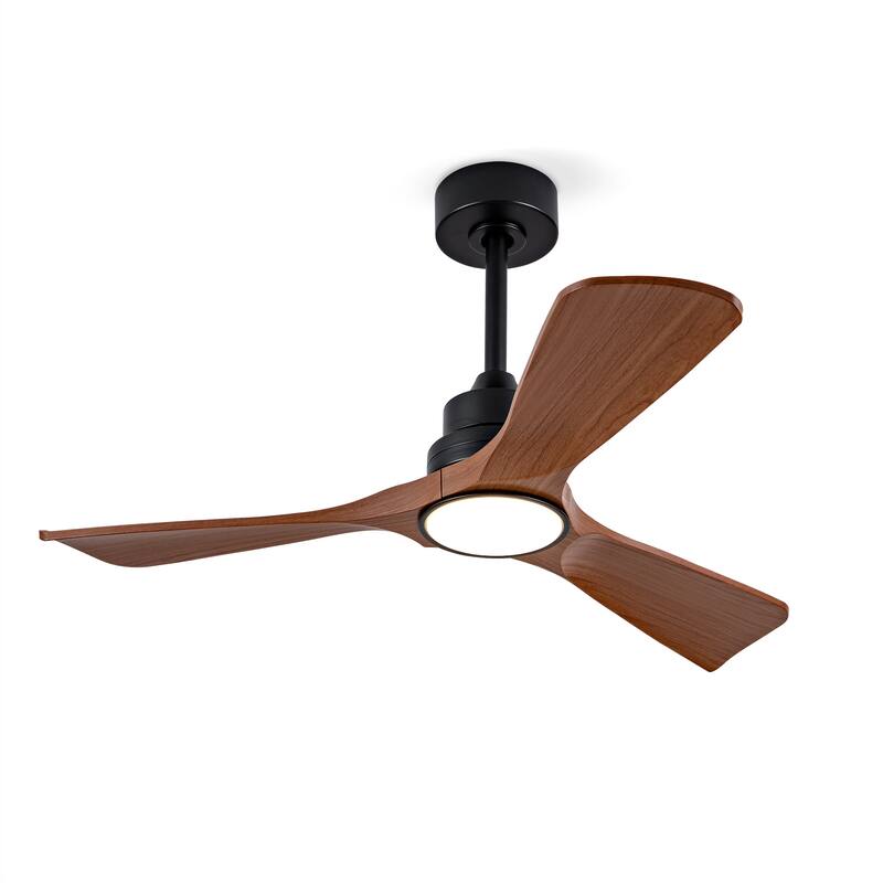 42 Inch Ceiling Fans with Lights and Remote, Ceiling Fan with Light 3 Blades Modern Ceiling Fan Noiseless Reversible DC Motor - Black+Brown