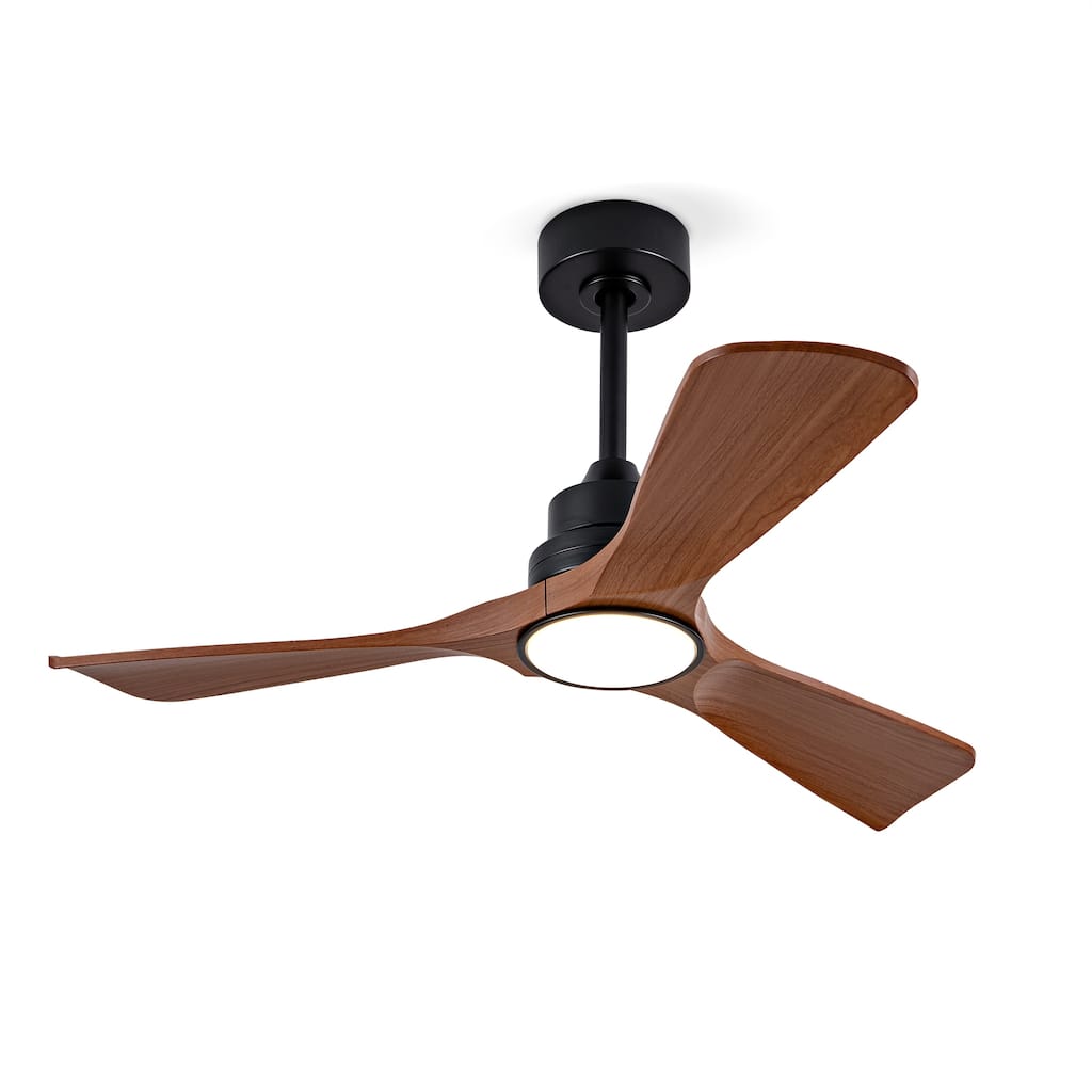 42 Inch Modern Black Ceiling Fan With Light 3 ABS Blades Remote Control Reversible DC Motor With Dimmable LED