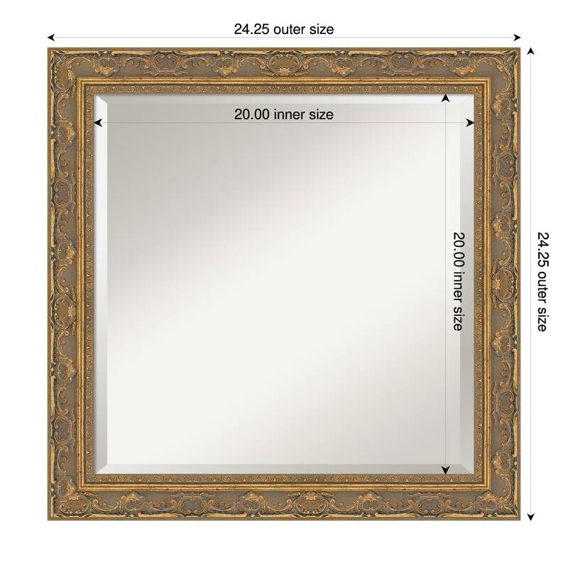 Filigree Beveled Framed Wall Mirror - 24 x 24 in - Filigree Gold