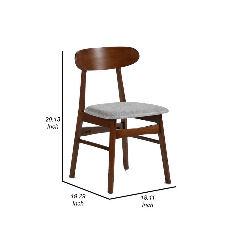 Dark Brown/Gray Polyester Upholstered Wood Frame Dining Chair, Set of 2, Sturdy Dining Chair for Dining Rooms - 17.5