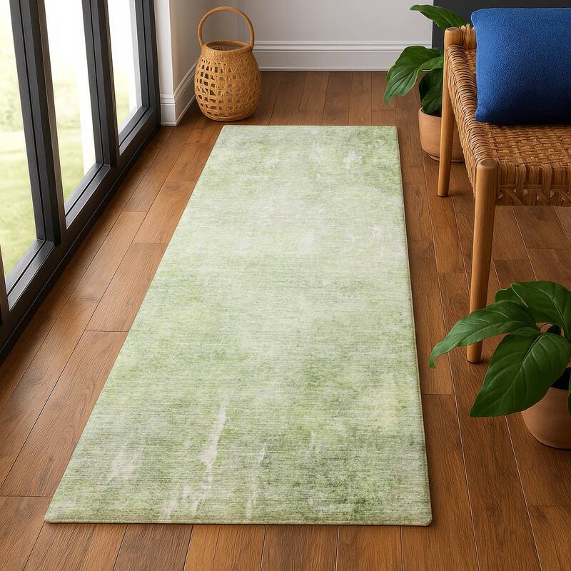Premium Washable Super Soft Modern Watercolor Mayfield Rug - Aloe - 2'3" x 7'6"