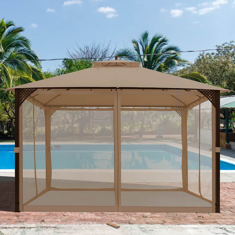 Costway 12' x 10' Outdoor Patio Gazebo Canopy Shelter Double Top - See Description