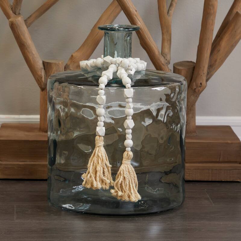 Bohemian Natural Wood Bead Garland with Cotton Tassels - 80 x 1