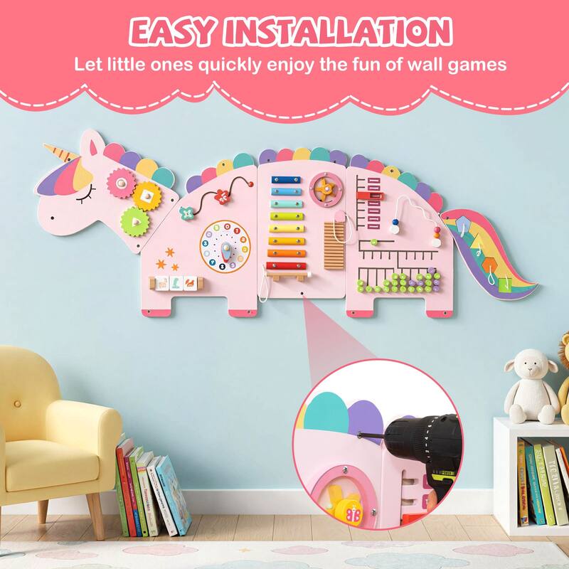 Costway 11-in-1 Unicorn Activity Wall Busy Board Panels for Education - See Details