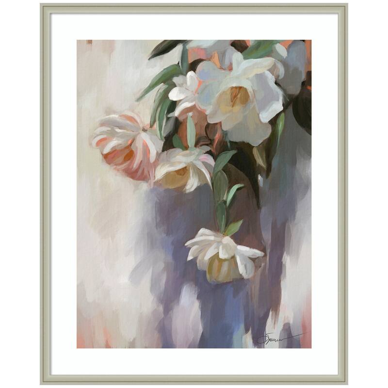 Kate and Laurel Framed Art Dangle Thumb Pastel Flower Bouquet by Mary Sparrow - 34x42 - Silver
