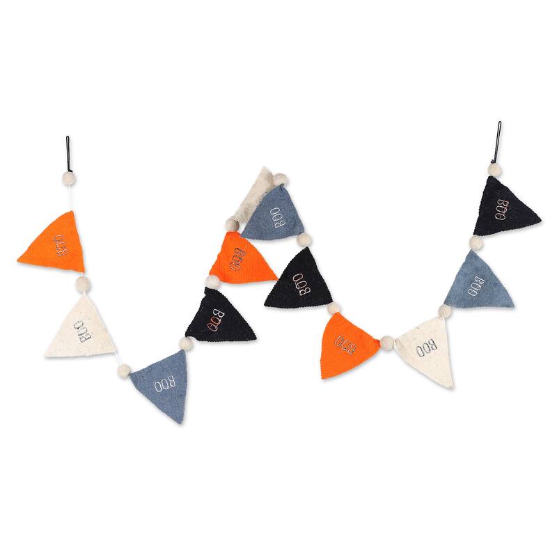 Novica Handmade Boo Halloween Party Wool Felt Garland - Multicolor