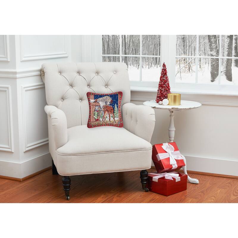 14" x 14" The Stable Needlepoint Pillow