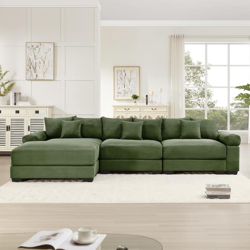 Flexible Modular Deep Seat Oversized Cloud Sectional Sofa with 9 Soft Pillows