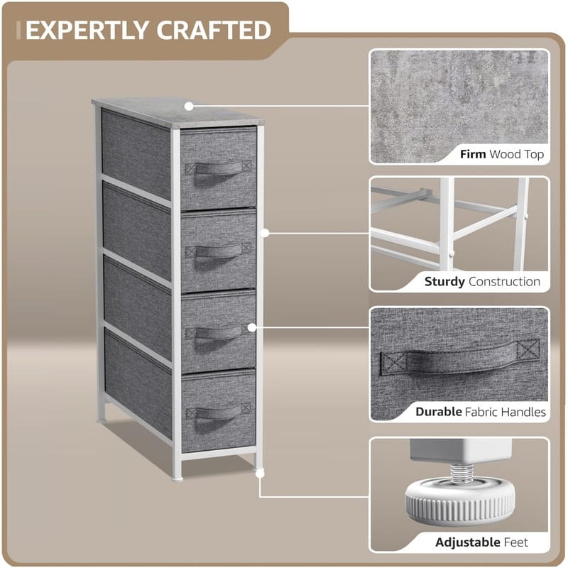 Narrow Dresser with 4 Drawers