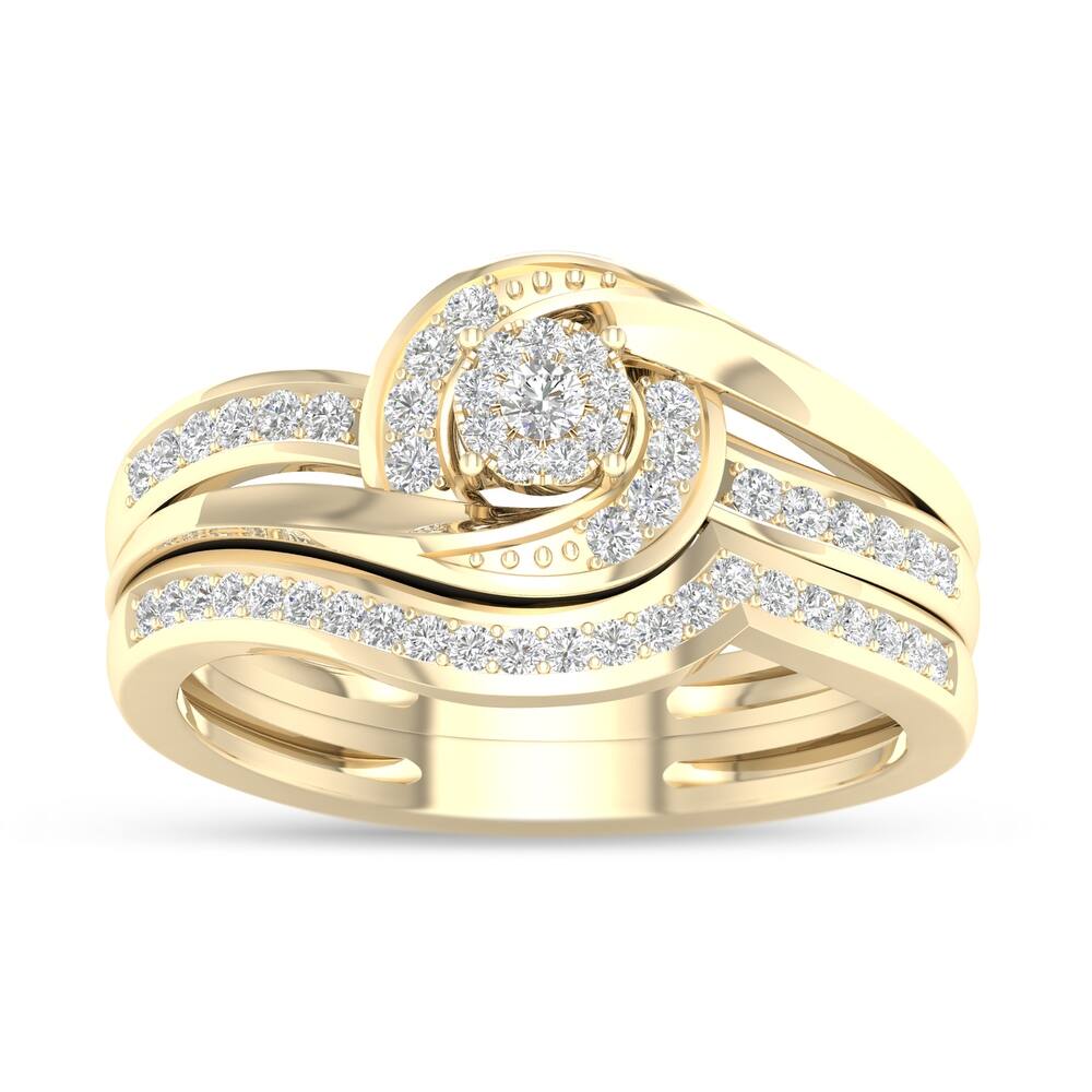 1/3ct TDW Diamond Bypass Bridal Set in 10K Gold for Women