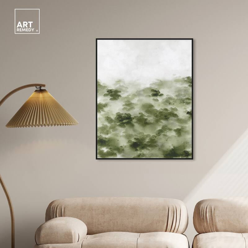 Art Remedy Foggy Rainforest Framed Watercolor Boho Abstracts