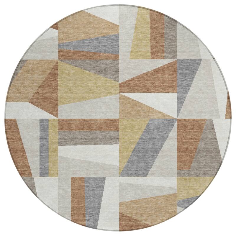 Machine Washable Indoor/ Outdoor Contemporry Mosaic Chantille Rug