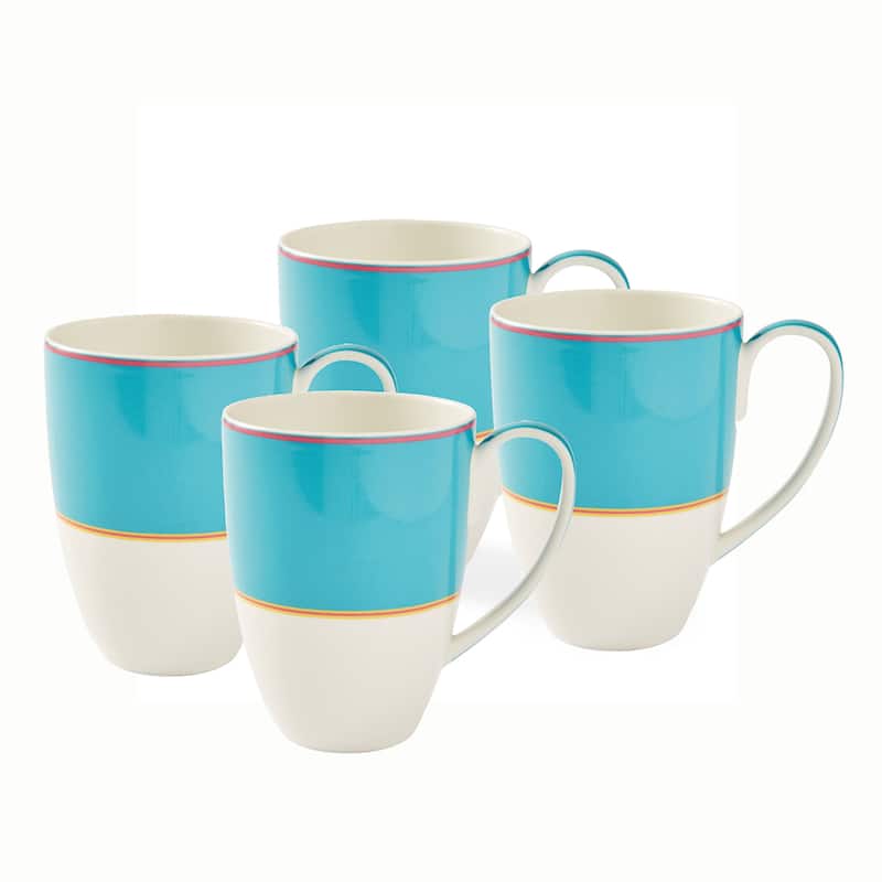 Kit Kemp for Spode Calypso Set of 4 17 Ounce Mugs - Turquoise