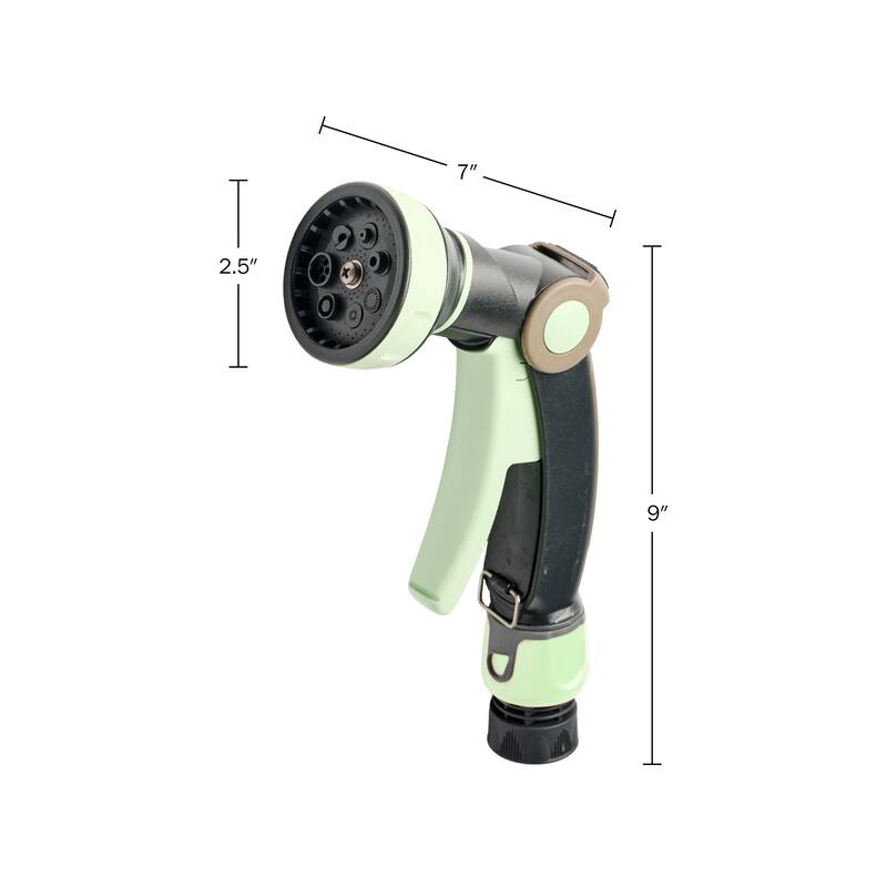 Kings County Tools Garden Hose Nozzle Sprayer with 8 Spray Patterns and Quick Connector (Mint/Black)