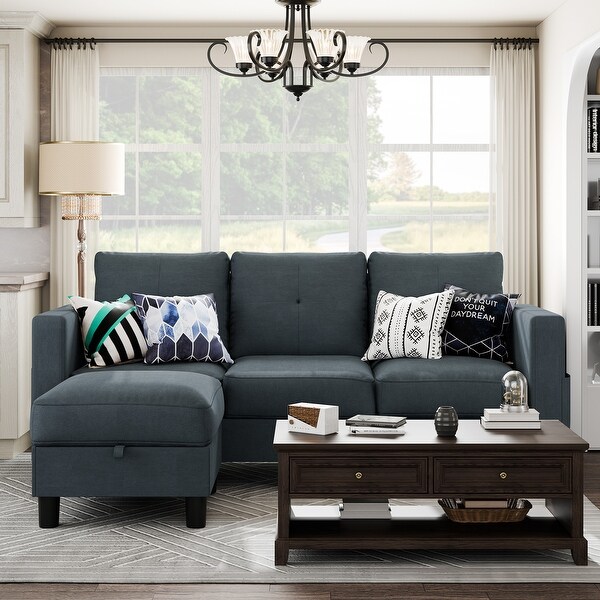 Futzca Modern L shaped Convertible Sectional Sofa w Reversible Chaise
