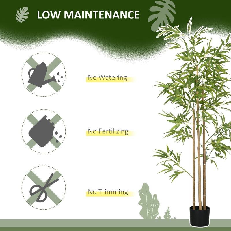 HOMCOM 6FT Artificial Bamboo Tree, Faux Decorative Plant in Nursery Pot for Indoor or Outdoor Décor
