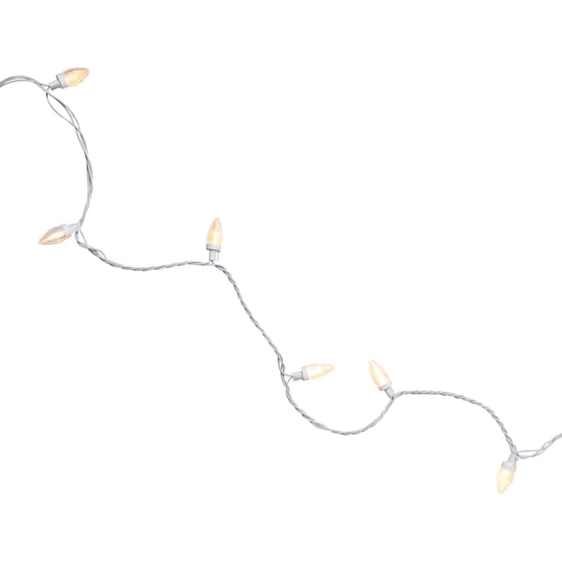 LED C9 Christmas Lights - Warm White - 16' White Wire - 25ct