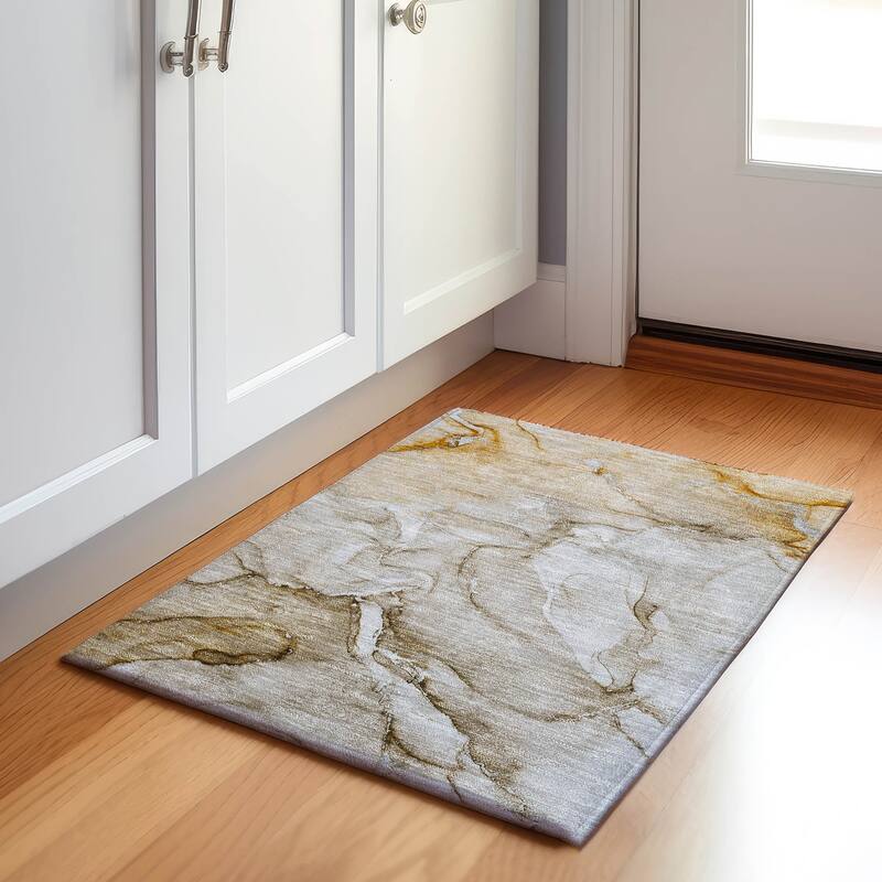 Premium Washable Super Soft Abstract Contemporary Mayfield Rug - Brown - 1' 8" x 2' 6" - Rectangle