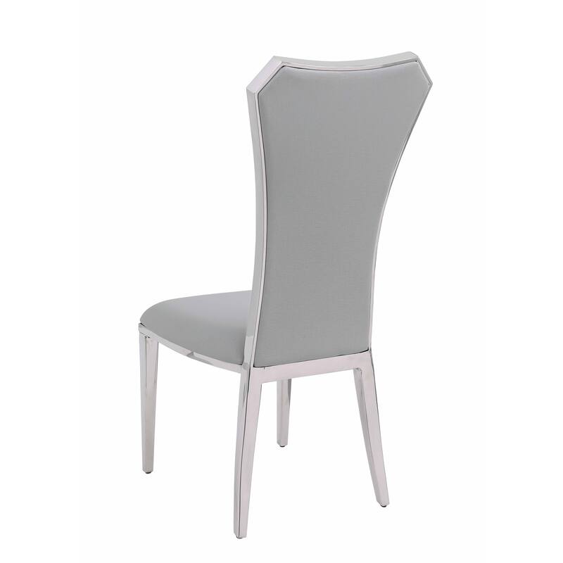 Somette Contemporary Tall-Back Gray Faux Leather Side Chair, Set of 2 - Dining height