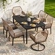 preview thumbnail 14 of 71, Nuu Garden Rattan Metal Patio Dining Set with Umbrella Hole, Zippered Cushions Fixed and Swivel Chairs - Rectangle table