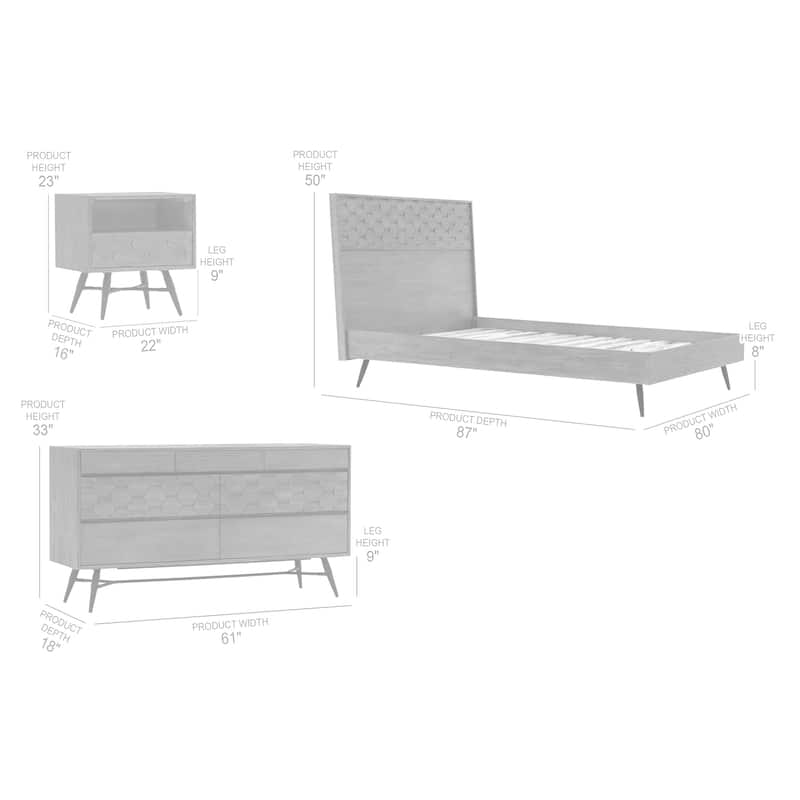 Makena Modern 4 Piece Acacia Wood Bedroom Set