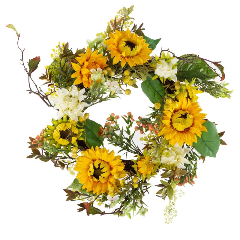 Pure Garden 22-Inch Artificial Sunflower Wreath