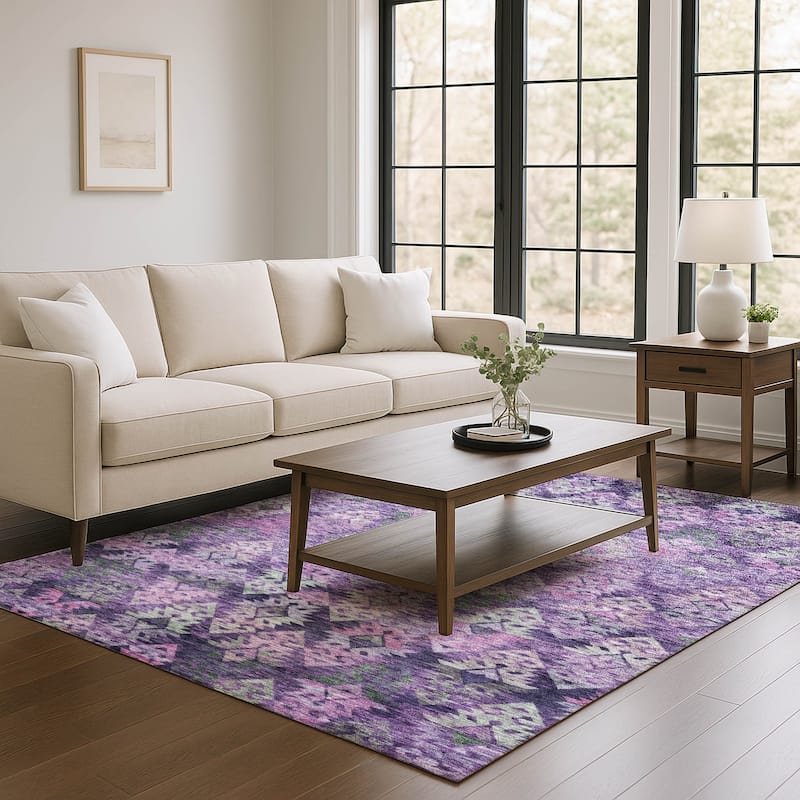 Premium Washable Super Soft Boho Medallions Mayfield Rug - Eggplant - 10' x 14'