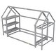 preview thumbnail 9 of 28, Wooden Twin House Bed with Integrated Shelves and Hanger for Kids Room