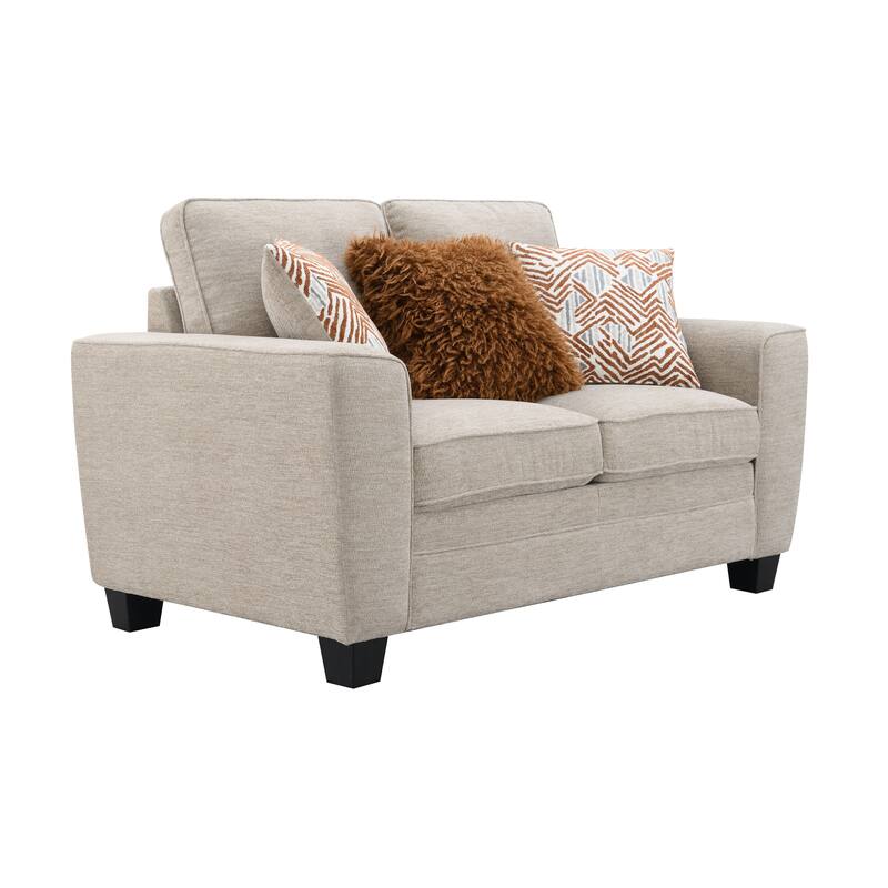 Furniture of America Maevy Chenille Loveseat with Accent Pillows