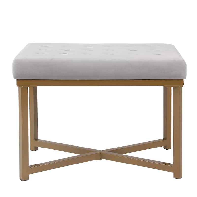 Silver Orchid Sid Velvet Tufted Ottoman