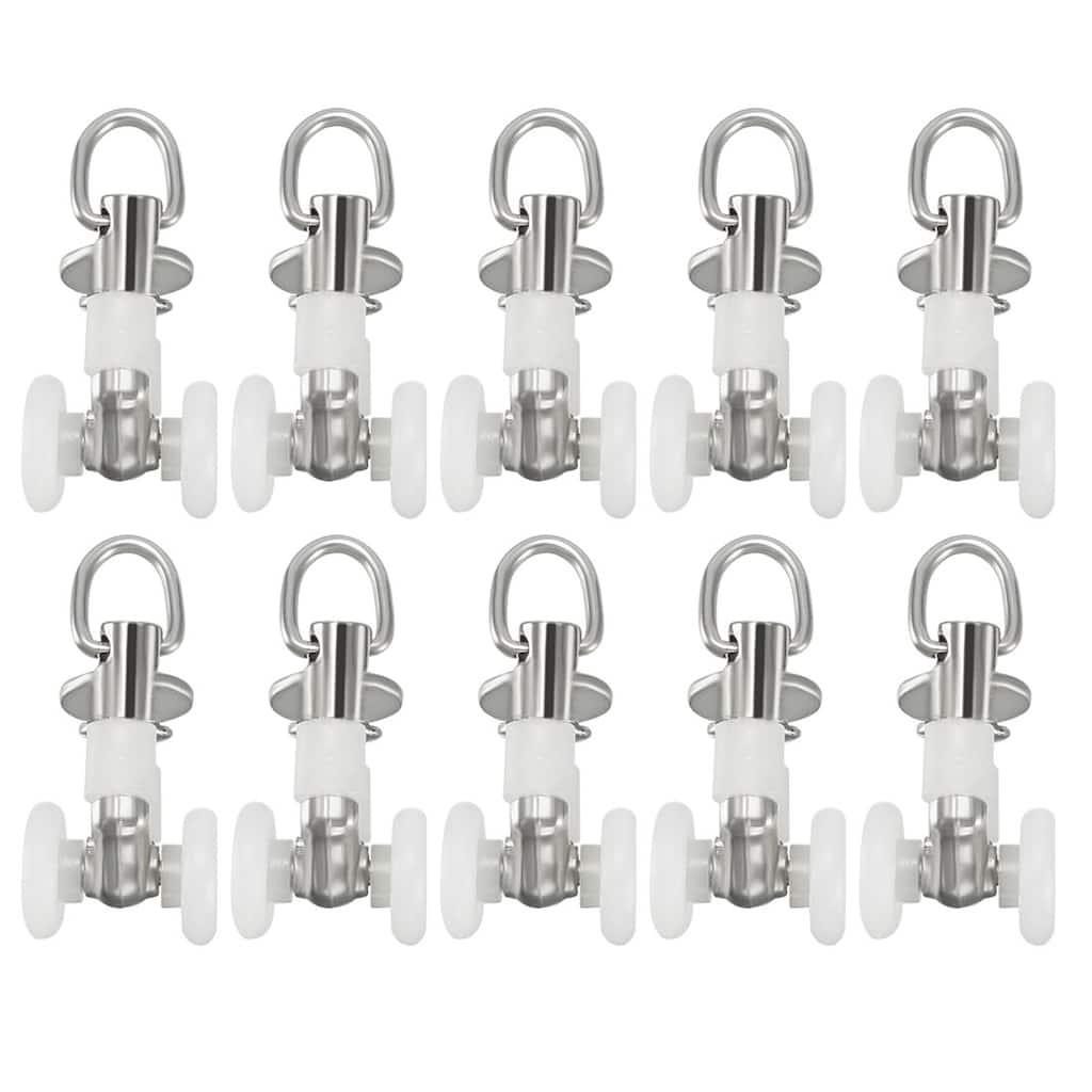 Curtain Track Rollers Plastic Twin Wheeled Carriers 10.5mm Dia 10 Pcs - White